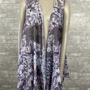 LOGO by Lori Goldstein Floral Sleeveless Tunic - Purple and Gray
